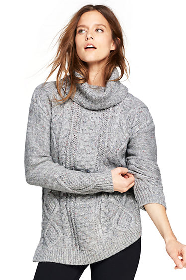 Women's Cozy-Lofty Cable Turtleneck Sweater from Lands' End